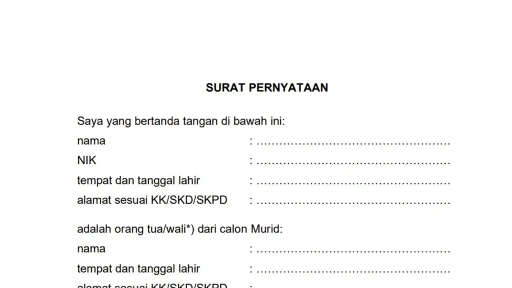Contoh Surat Kebenaran Dokumen SPMB Jatim 20262027